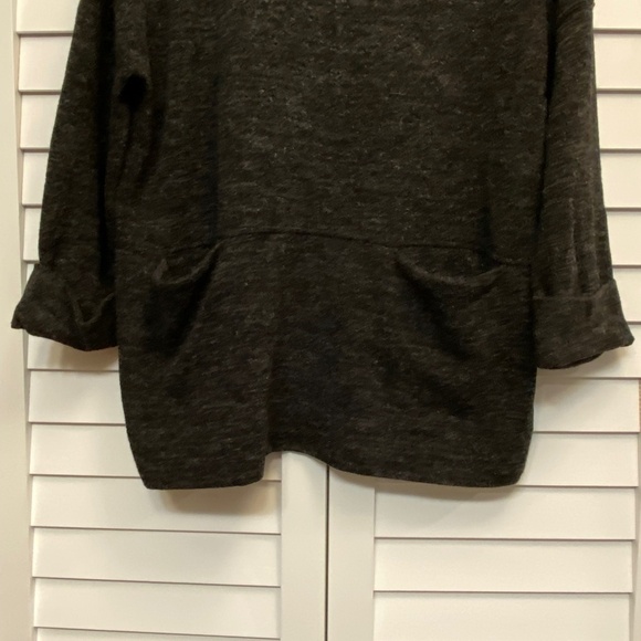 LADIES Roots pullover mixed grey/black 3/4 sleeve mock neck with front pockets - Picture 2 of 5